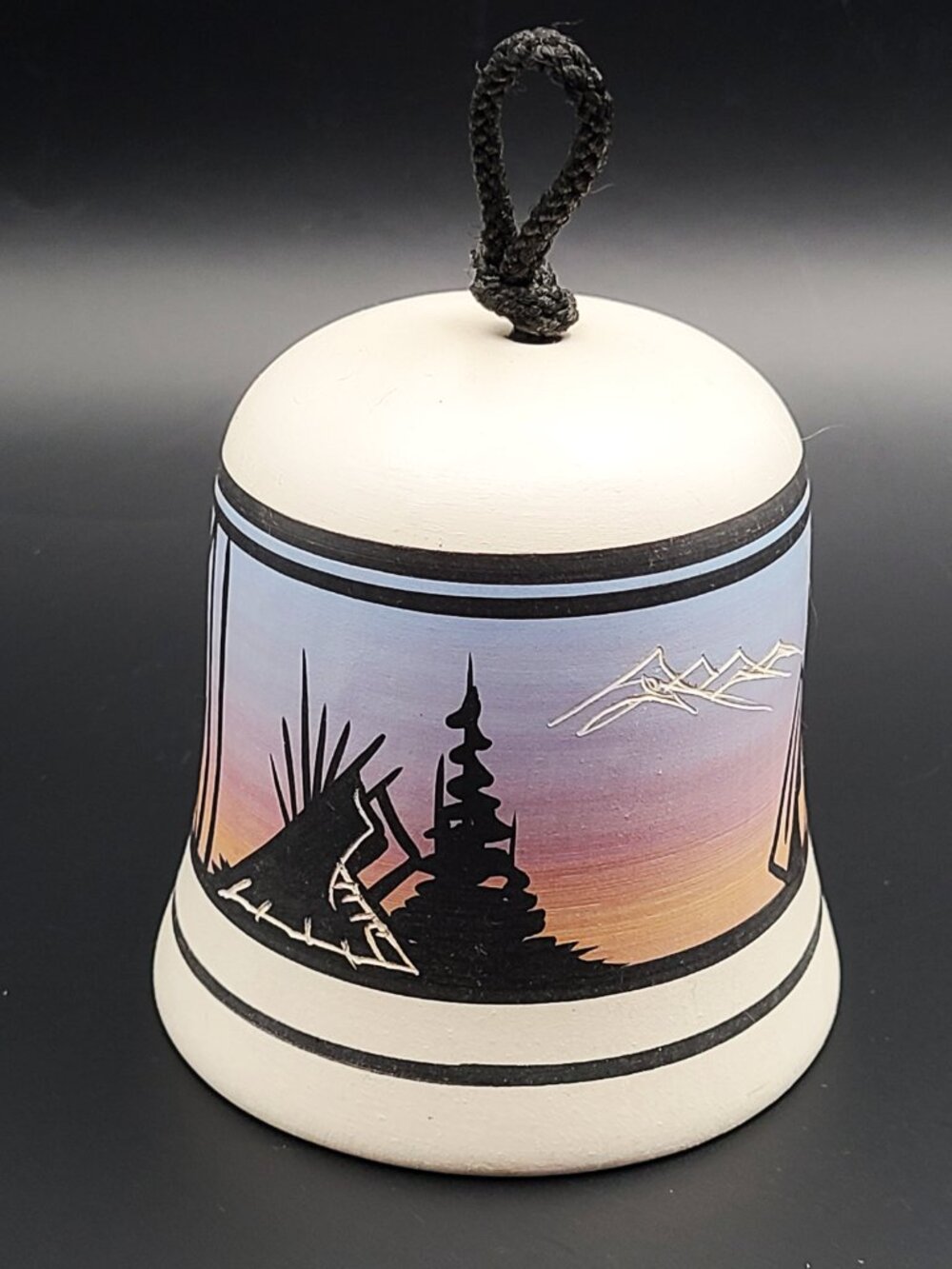 Native American Pottery Wind Bell Chime Ornament Signed